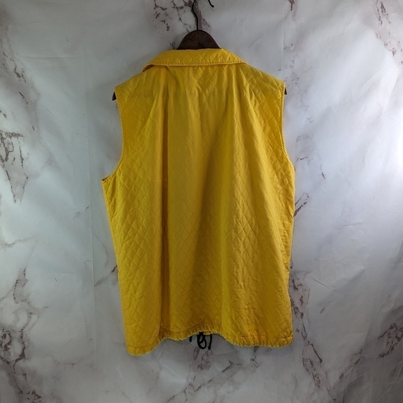 Chicos Jacket Women XL 3 Yellow Vest Black Silk Quilted Lightweight Vintage - Picture 5 of 12